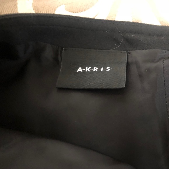 Akris Midi Skirt Black Wool & Leather Trim Pleat - Picture 5 of 8